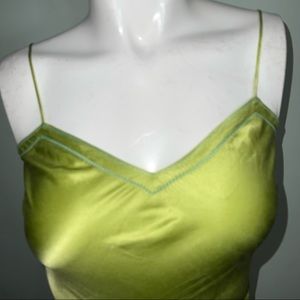 J. Crew Green Silk Cami Spaghetti Strap Tank XS